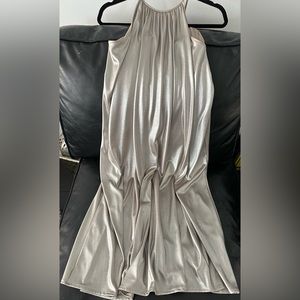 Zara Silver Metallic Flow Dress sz M relaxed fit